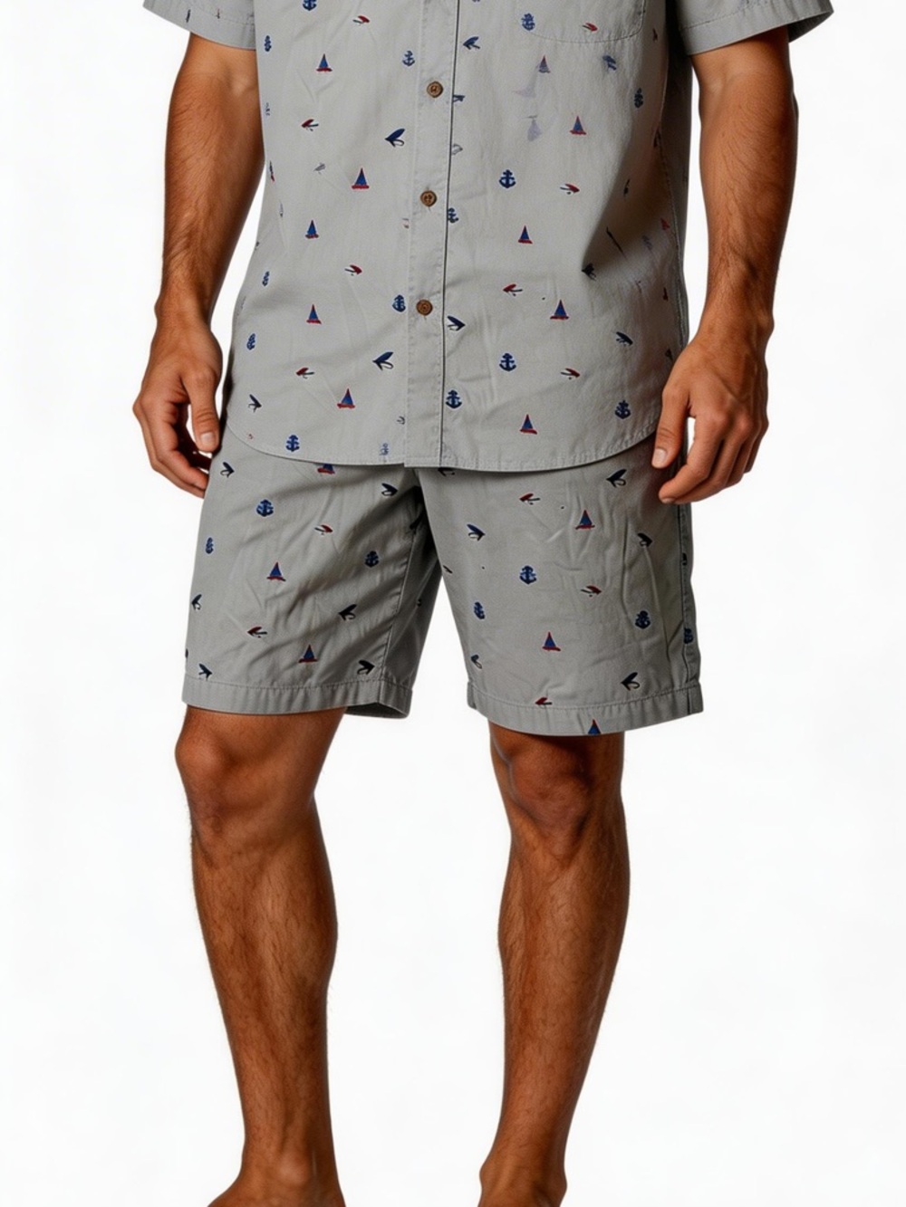 Magellan Outdoors Gray Nautical Print Shorts